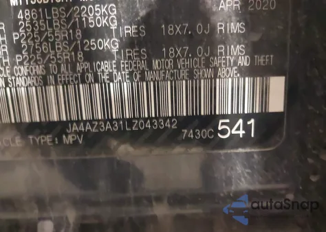 2020 Mitsubishi Outlander Es 2.4 S-Awc/Le 2.4 S-Awc/Se 2.4 S-Awc/Sel 2.4 S-Awc/Sp 2.4 S-Awc from USA, damaged, VIN JA4AZ3A31LZ043342